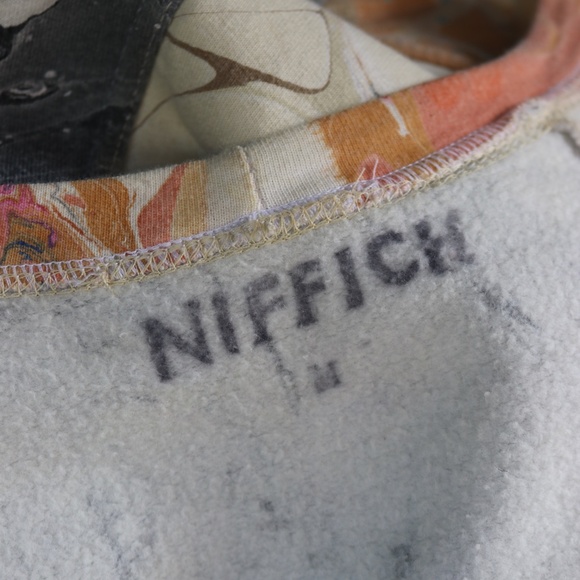 Niffich Hand Marbled Quilted Patchwork Cropped Crewneck Fleece Sweatshirt - Picture 17 of 17